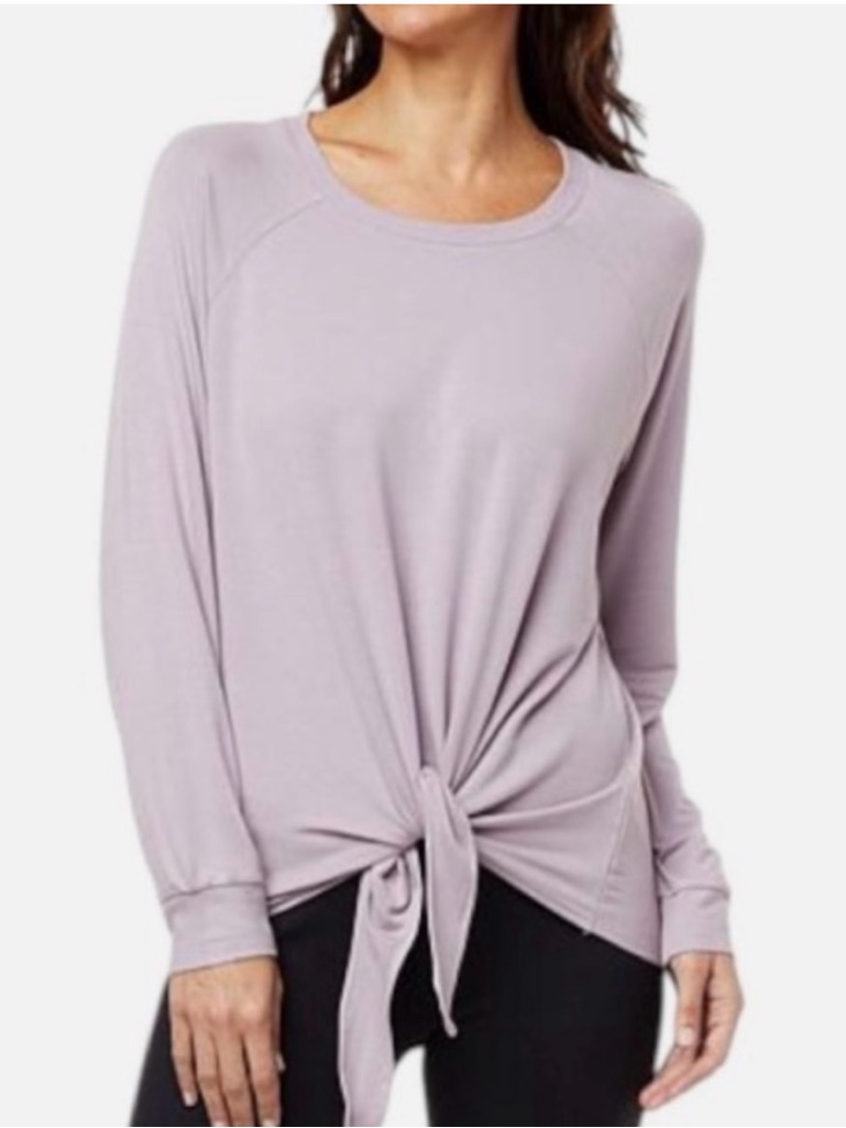 Lacey Chabert Women’s Tie-Front Long Sleeve Top In Light Lavender - 3x
